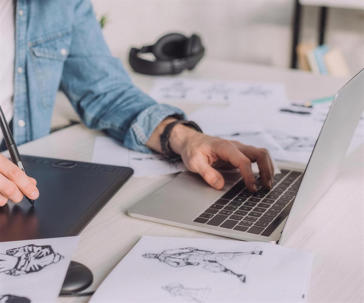 Animator working at a desk