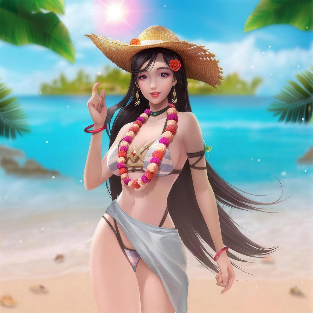 Character illustration — beach