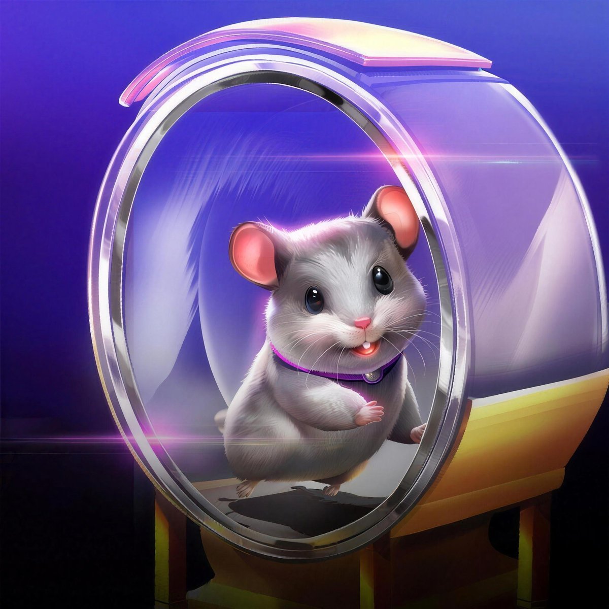 3D render — mouse in a wheel